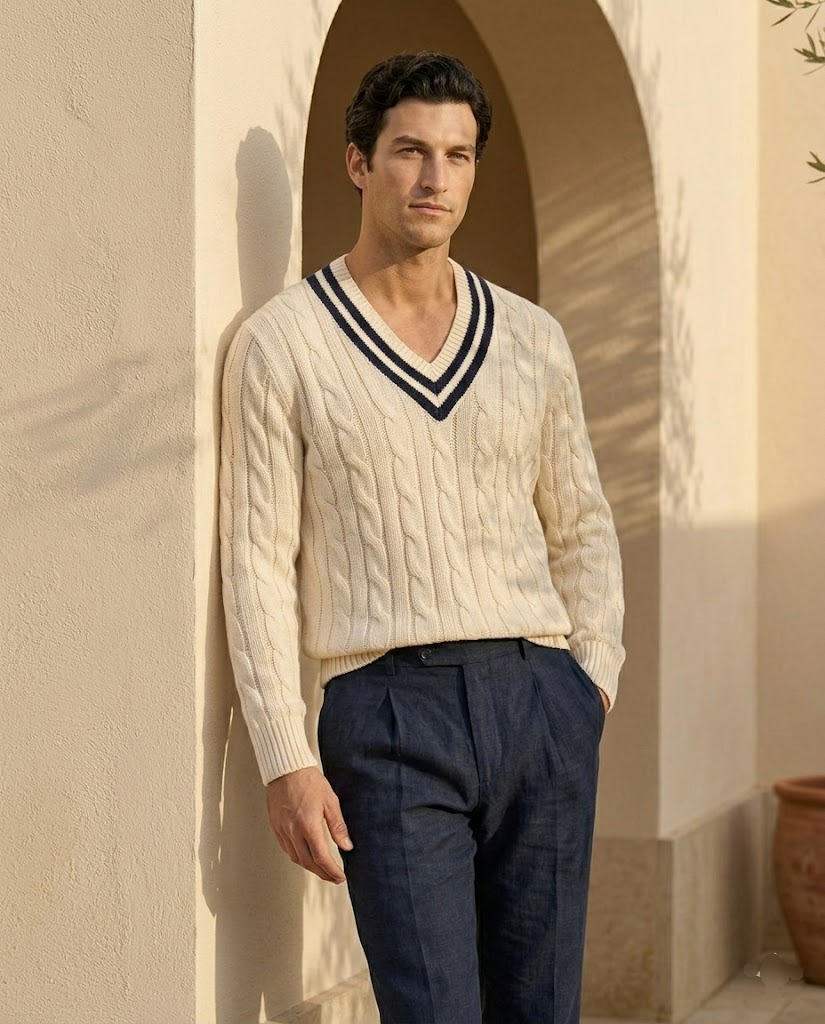 The Heritage Cable V-Neck