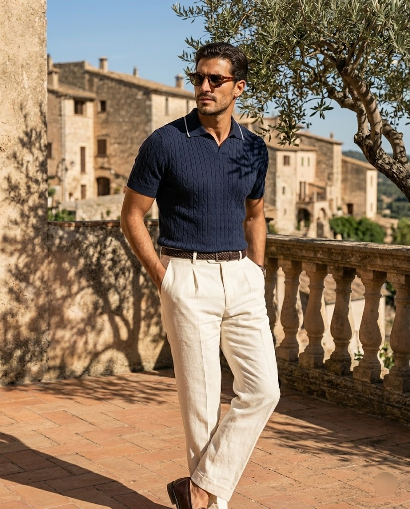 The Riviera Cable Knit Polo