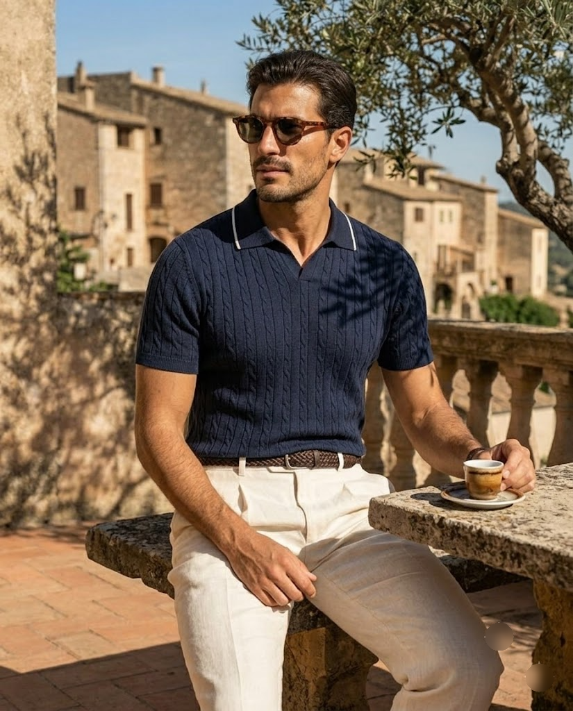 The Riviera Cable Knit Polo